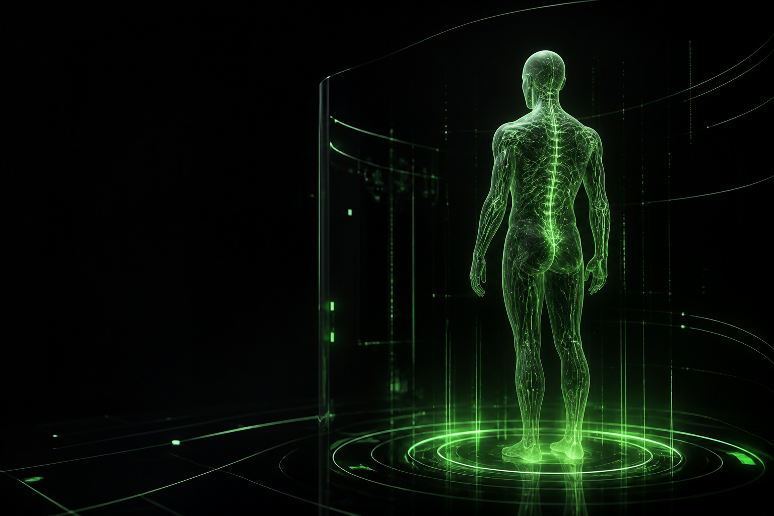 Abstract neon green human performance core